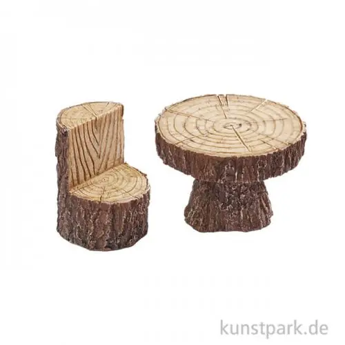 Im Trend Mini Sitzgruppe in Holzoptik, 4,3x6 cm, 2-teilig