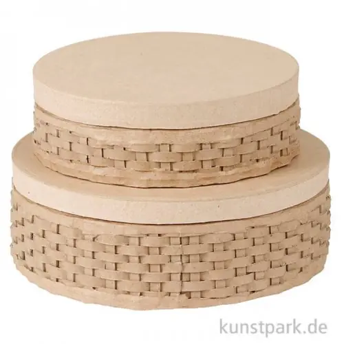 Pappschachtel 2er Set Rund, geflochten Preisreduziert