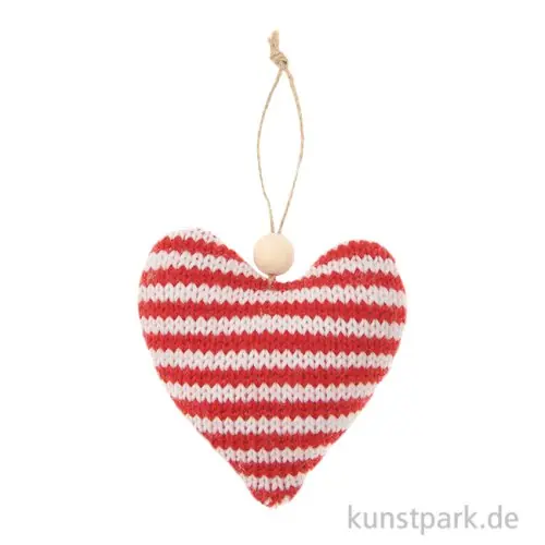 Anhänger Strickherz, Rot Weiß, 9,5 x 4 x 9 cm Top-Preis