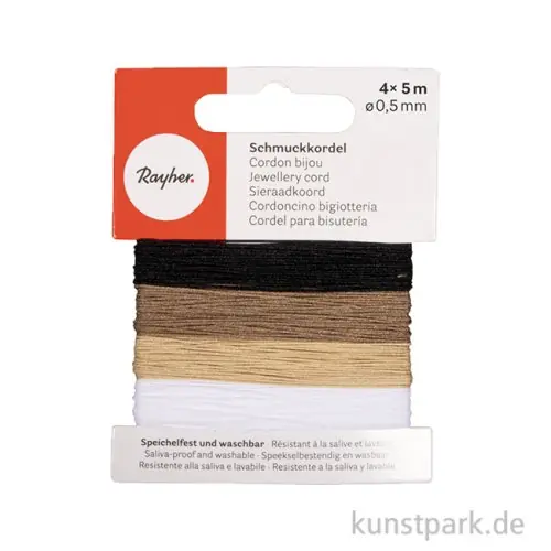 Schmuckkordeln, 0,5 mm, Natur, 4 Farben, je 5 Meter Must-Have