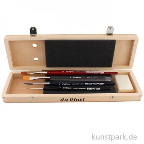 da Vinci Aquarellset mit 4 Pinseln im Holzkasten, Zubehör Gratis Versand