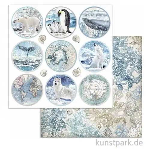 Sichere Zahlung Stamperia Scrappapier - Arctic Antarctic Paper Rounds, 30,5 x 30,5 cm