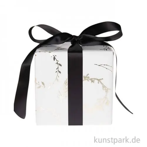 Knallerangebot Geschenkpapier - Nostalgic Christmas, Weiß, Kränze, 200 x 70 cm