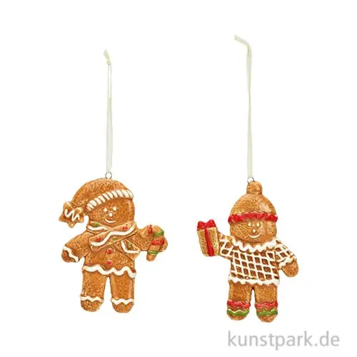 Weihnachtshänger Lebkuchen, Porzellan, Braun, Sortiert, 7 x 10 x 1 cm Sonderaktion