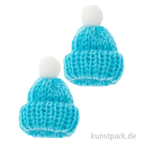 Großhandel Miniatur Strickmütze Blau, 2 Stück