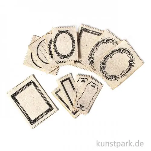 Vintage Canvas Label - Etikett, 12 Stück sortiert Gratis Versand