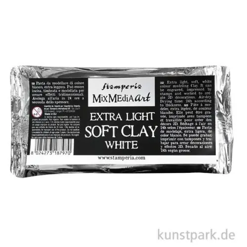 Stamperia Soft Clay Modelliermasse, Extra leicht, Weiß, 160 g Top-Qualität