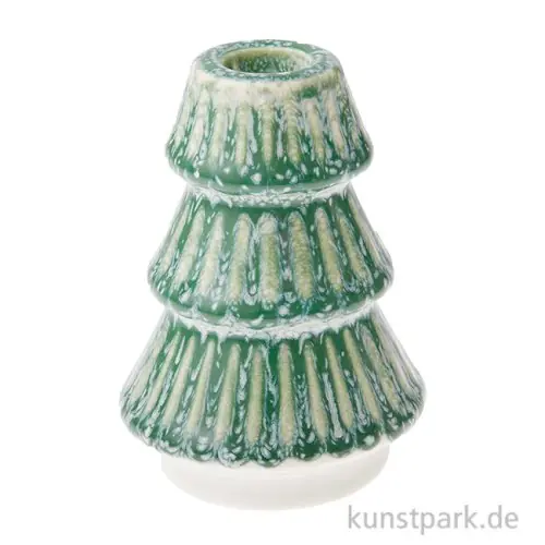 Echt Kerzenhalter Tanne Grün, Porzellan, 12 x 8,5 x 8,5 cm