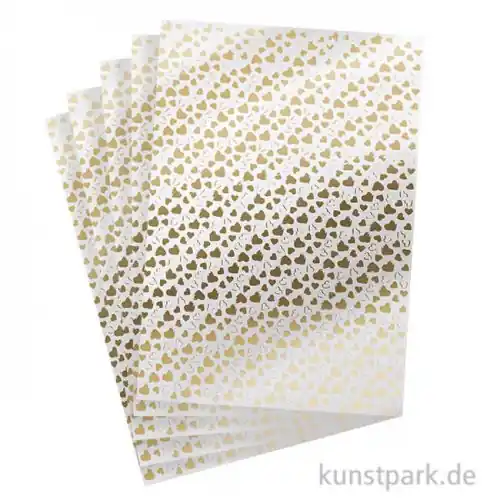 Original Designkarton Gold - Herzen, DIN A4, 5 Blatt, 200g