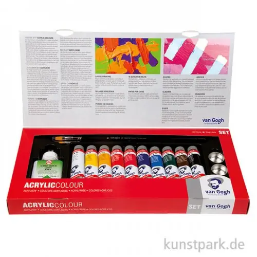 Im Trend Talens VAN GOGH Acrylfarbe Kombi-Set mit 10 x 40 ml Tuben und Zubehör