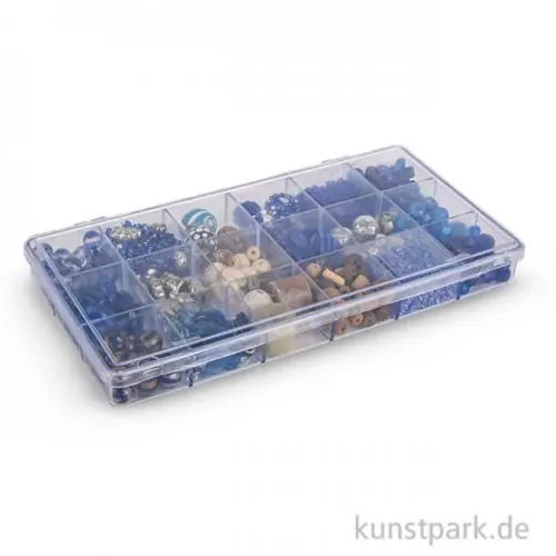 Glasperlen-Mix in Kunststoffbox, 240 g - Aquamarin Günstig