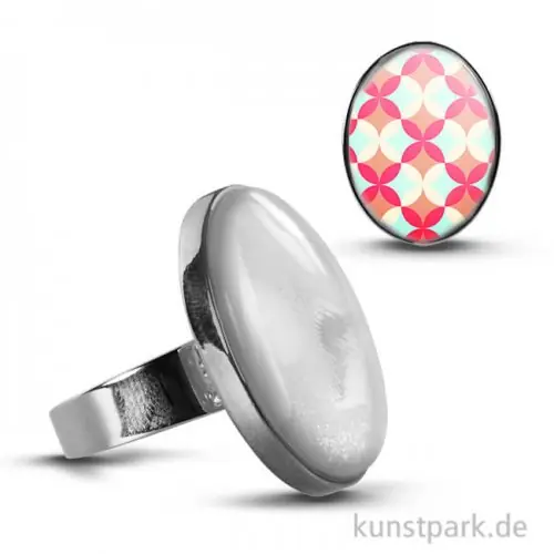 Handgefertigt Cabochon Fingerring Oval - 27x19 mm - Silber