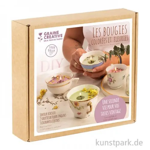 Preisreduziert DIY Set - Kerzen mit bunten Blumen