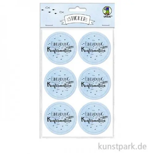 Sticker - Einladung zu meiner Konfirmation, Hellblau, 24 Stück Bestpreis