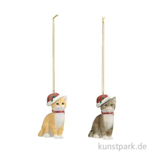 Weihnachtshänger Katze mit Mütze aus Poly, Sortiert, 6 x 9 x 4 cm Markenprodukt