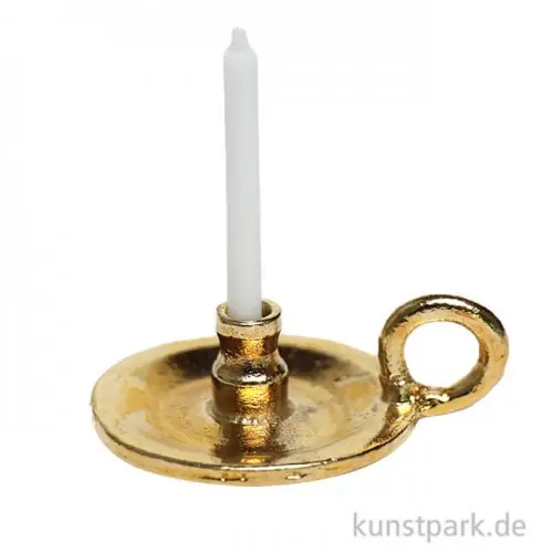 Miniatur Kerzenständer mit Kerze, Messing, 2 x 3 cm Kostenfreie Lieferung