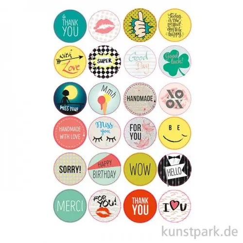 Echt Sticker rund - Cool Wishes, selbstkebend, 24 Stück sortiert