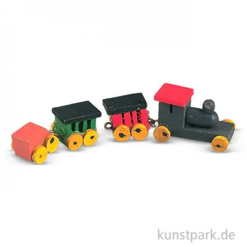 Mini Holzeisenbahn, 8 cm, 4-teilig Preisknaller