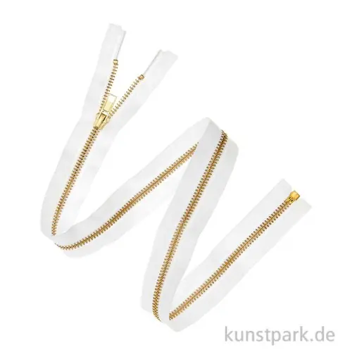 Reißverschluss, Metall, Gold, Offwhite, 5 mm, 50 cm Limited Edition