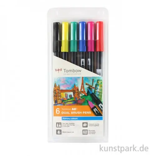 Handgefertigt Tombow Dual Brush Pen - Set 6 Grundfarben