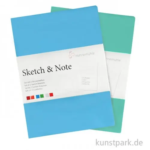 Hahnemühle SKETCH & NOTE, 20 Blatt, 125g, 2 Booklets, Blue Preis Gesenkt