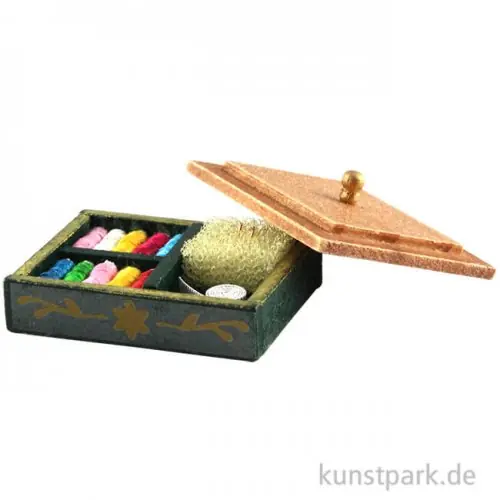 Mini Nähset in Holzkästchen, 3 x 2,5 cm Expressversand