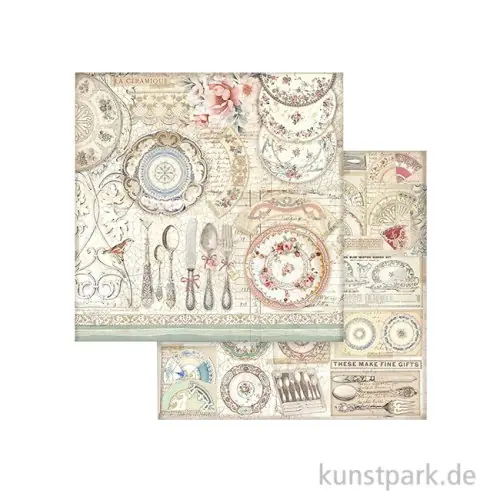 Stamperia Scrappapier - Brocante Antiques Ceramic Plates, 30,5 cm Nur Für Kurze Zeit