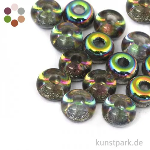 Glas-Großlochradl transparent metallic - 9 mm - 14 Stück Expressversand