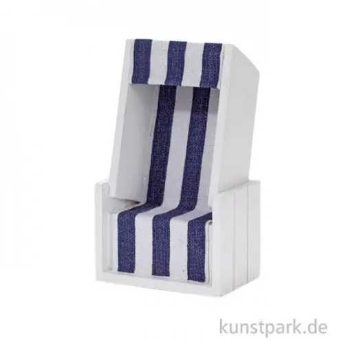 Mini Strandkorb - Blau-Weiß, 10x6x4 cm Neu