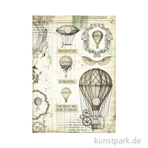 Stamperia Reispapier - Voyages Fantastiques Balloon, DIN A4 Highlight