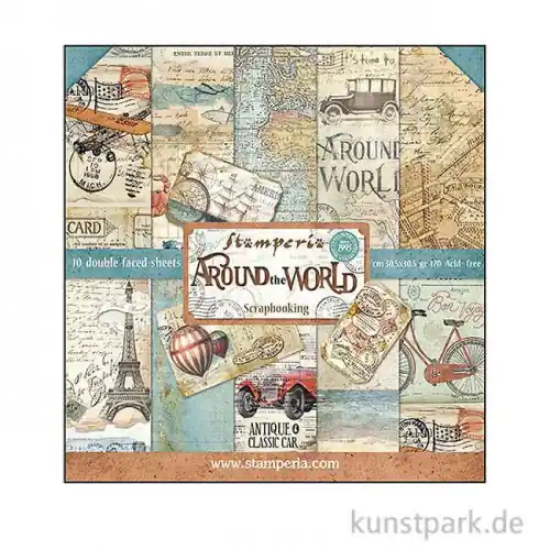 Stamperia Scrapbooking Pad - Around the World, 30,5 x 30,5 cm, 10 Blatt Nur Für Kurze Zeit
