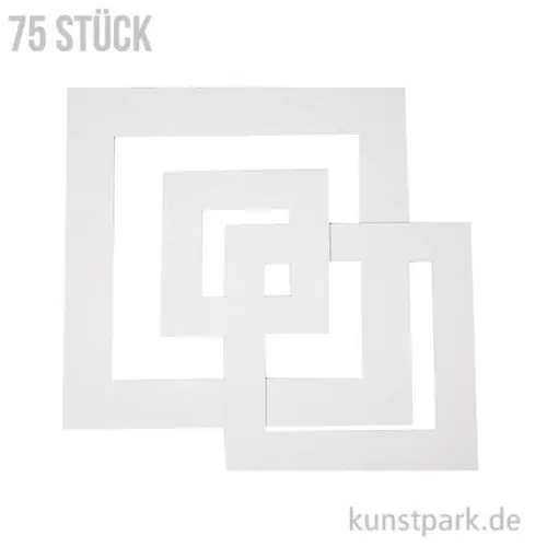 Limited Edition Passepartout-Rahmen - Weiß, Quadratisch 0,4 mm, 270 g, 75 Stück sortiert