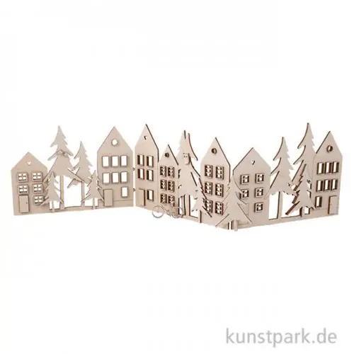 Zertifiziert Holz Deko Aufsteller, Häuser, Natur, 64-teilig
