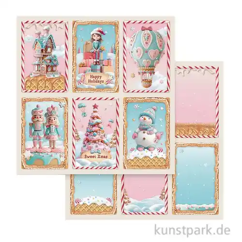 Geprüft Stamperia Scrappapier - Candy Christmas 6 Cards, 30,5 x 30,5 cm