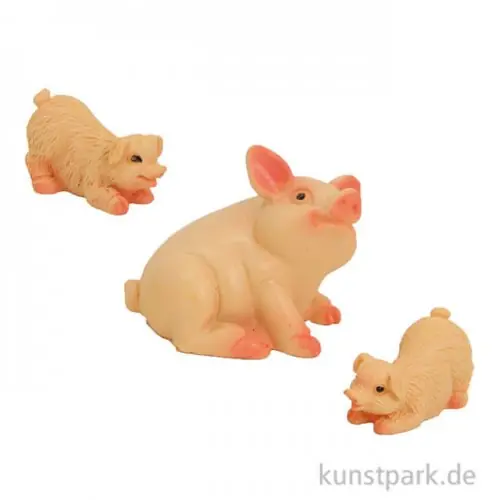 Miniatur Schwein mit Ferkel, 2,5 cm, 3 Stück sortiert Bestseller