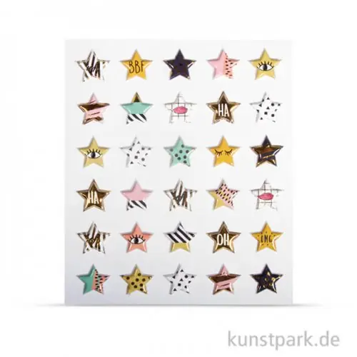 Puffy Sticker Sterne - 30 Stück Preisreduziert