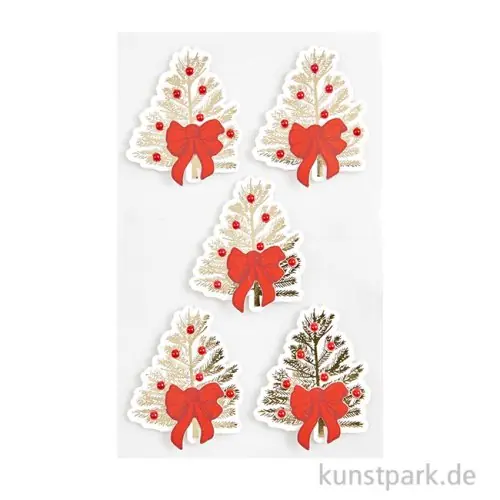 3D Sticker - Tannenbäume mit Schleifen, 5 Aufkleber Jetzt Bestellen