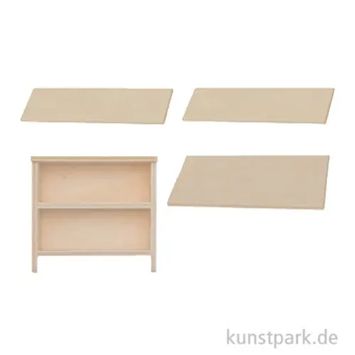 Miniatur Holzbausatz - Büro Set, Tischplatte + 2 Regale + Schrank Must-Have