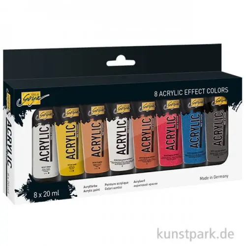 Solo Goya Acrylfarben Set - Glitzer + Metallic Effekt, 8 x 20 ml Aktuell