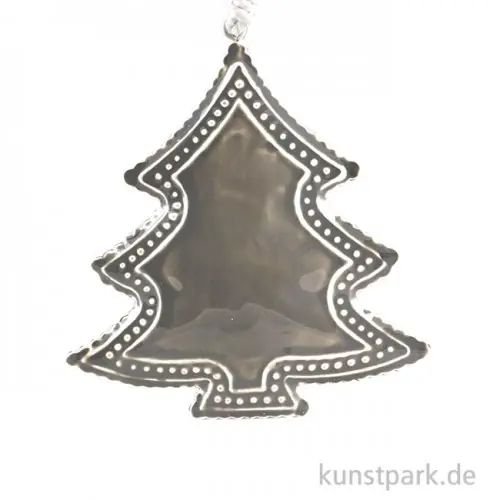 Schneller Versand Metallanhänger grauer Baum mit Deco-Rand