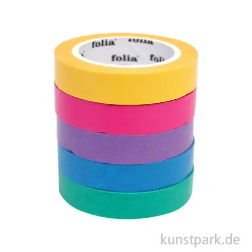 Washi-Tape Set - BASIC Colours, 10 mm, 5 Rollen, je 10 m Meistverkauft