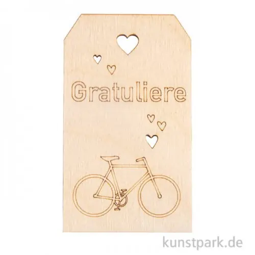 Holz Anhänger - Gratuliere, 4,8 x 8,2 cm Letzte Chance