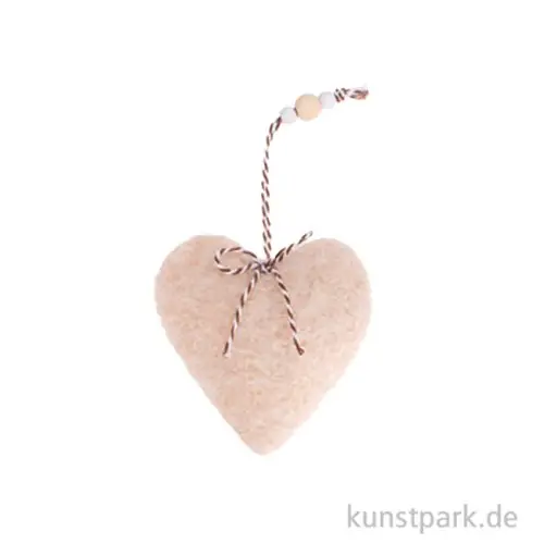 Ab Werk Plüschherz mit Hänger, Natur, 9 x 3,5 x 9,5 cm