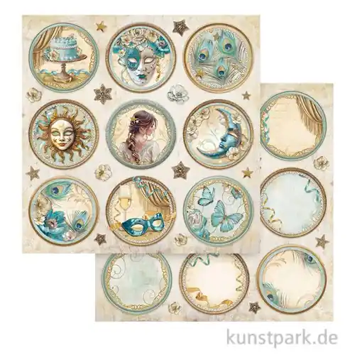 Stamperia Scrappapier - Masquerade Rounds, 30,5 x 30,5 cm Schnäppchen