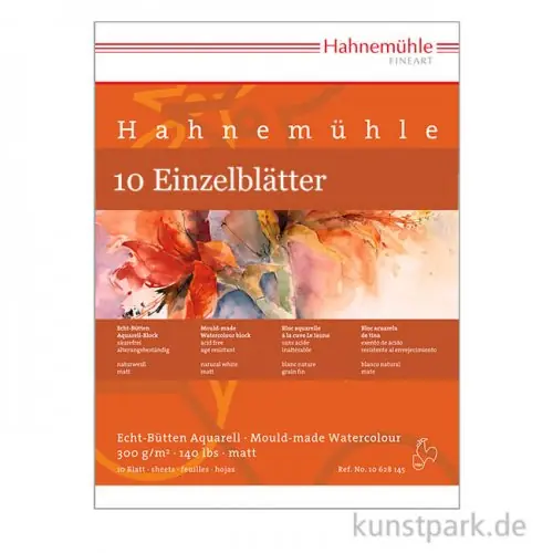 Hahnemühle Echt Bütten Aquarellpapier, 10 Bogen, 300g matt Zertifiziert