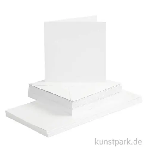 Gratis Versand Karten und Kuverts - Weiß, 15 x 15 cm, 50 Sets