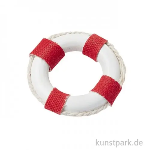 Premium Mini Rettungsring mit Stoff - Rot-Weiß, 4,5 cm