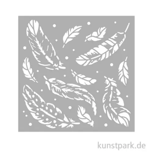 Stamperia Schablone - Herbarium Silvae Feather Pattern, 12 x 12 cm Nur Für Kurze Zeit