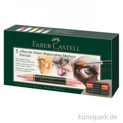 Faber-Castell ALBRECHT DÜRER, 5 Aquarellmarker als Portrait-Set Versand Am Gleichen Tag