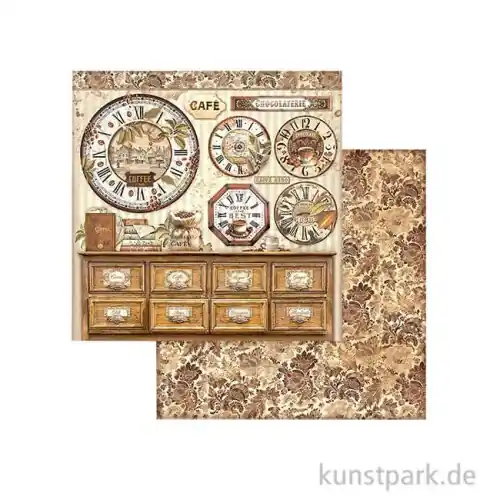 Stamperia Scrappapier - Coffee and Chocolate Clocks, 30,5 x 30,5 cm Mengenrabatt
